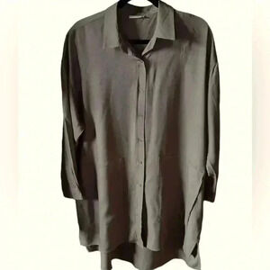 Maudye Jayne olive green M/L oversized‎ tunic/ shirtdress/ shacket. NWOT . Rayon